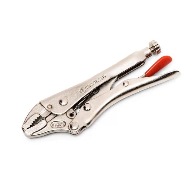 Studio view of the small Crescent 5-inch curved jaw locking plier (C5C), highlighting its compact design