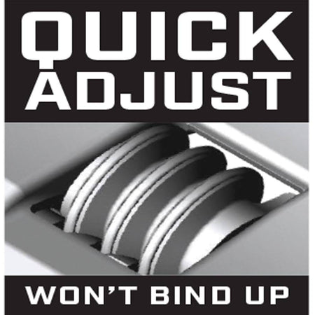 A graphical feature image highlighting the quick-adjust knurl mechanism of the Crescent adjustable wrench, with text stating the large knurl is designed so it won't bind up during professional use.