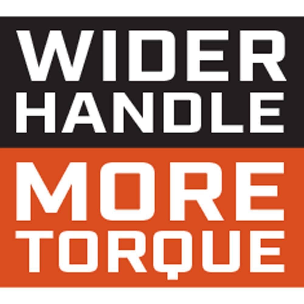 A marketing graphic for the Crescent cushion grip adjustable wrench featuring bold text stating wider handle and more torque, emphasizing the tool's ergonomic and powerful industrial design.