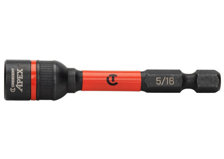 A side profile of the Crescent Apex Bolt Biter 5/16 inch nut driver demonstrating the tapered design and professional-grade impact-rated construction for removing damaged fasteners.