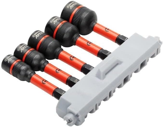 Perspective view of the Crescent Bolt Biter impact nut extractor set showing the durable black oxide finish and 1/4 inch hex shanks designed for compatibility with impact drivers and drills.