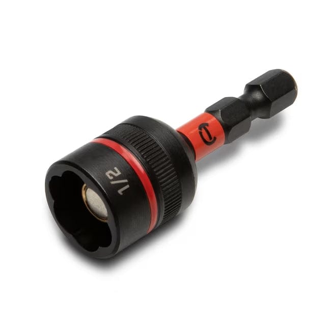 Angled view of the Crescent 1/2 inch Bolt Biter tool highlighting the tapered internal geometry designed to grip damaged fasteners.