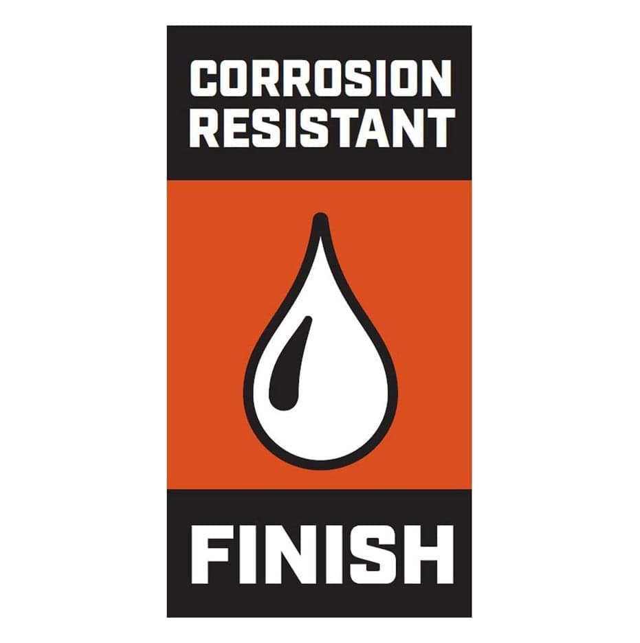 A marketing icon for the Crescent CCWS5-05 set highlighting the corrosion-resistant finish designed to protect the alloy steel tools from moisture and harsh jobsite chemicals.