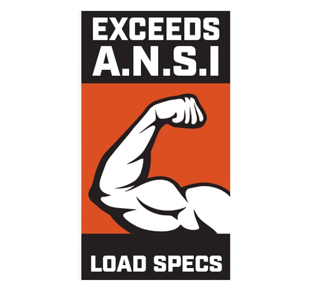 An informational marketing graphic titled Exceeds ANSI Load Specs featuring a muscular arm icon to represent the industrial strength and heavy-duty torque performance of Crescent wrenches.
