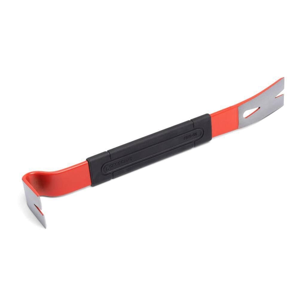 A perspective studio shot of the Crescent FB15-06 wrecking tool, emphasizing the durable dual-material handle and the precision ground tips designed to access tight spaces without damaging surrounding materials.