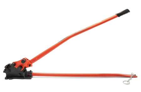 A full side profile studio shot of the Crescent H.K. Porter 0590RBJN rebar cutter and bender with the handle in the open position.