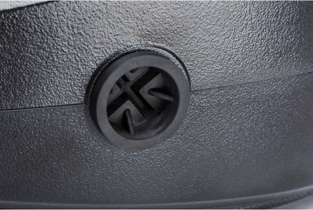 A detailed close-up of the black rubber one-way fill valve on the Crescent Lufkin chalk reel, designed for mess-free refills.