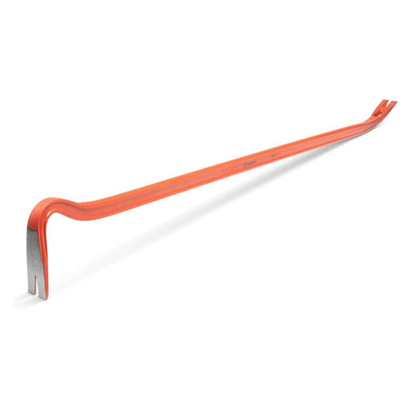 Side profile view of the Crescent PB42 42-inch steel wrecking bar featuring a high-visibility orange finish and precision-ground pry ends for maximum leverage.