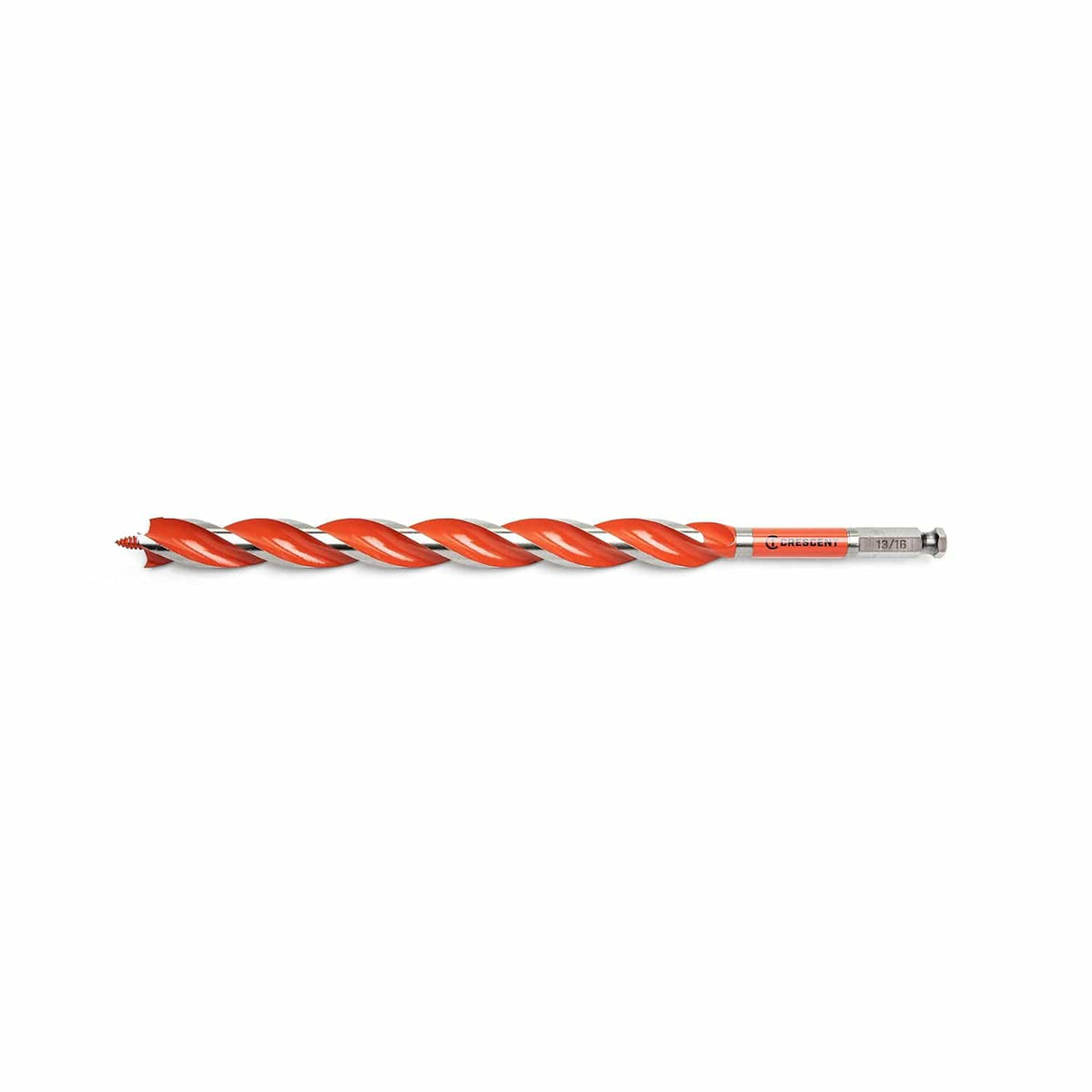 Horizontal profile of Crescent 1-1/16-inch auger bit highlighting a 12-inch drilling depth for thick wall stud framing.