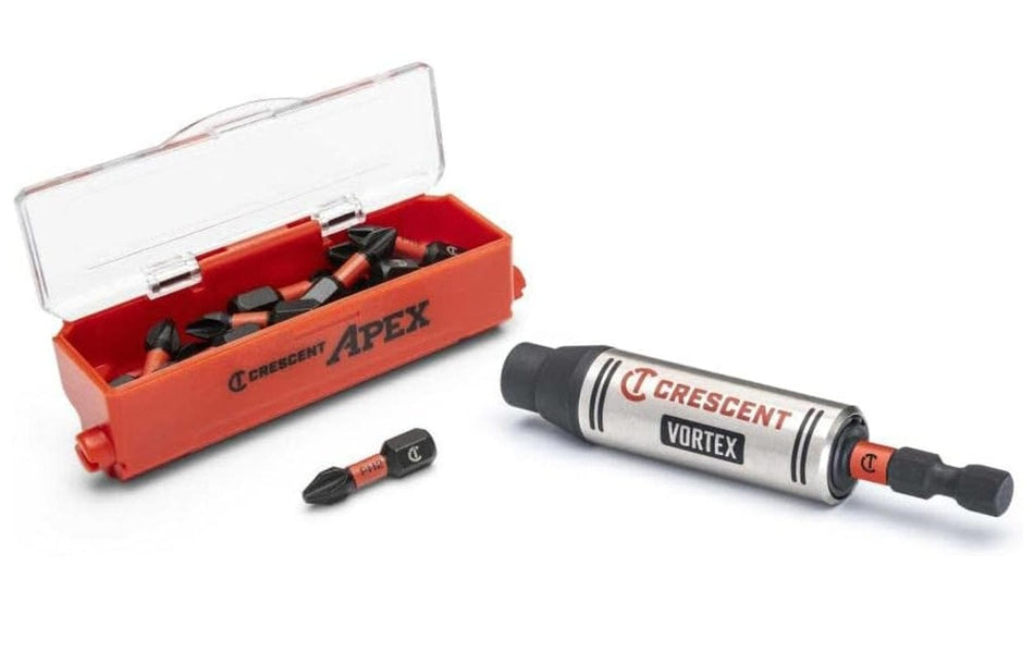 Crescent VORTEX Impact Bit Holder Kit with #2 Phillips Bit Dual Torsion Zone for 500x Longer Bit Life in 1/4-inch Drivers CAVBH1PH2-15
