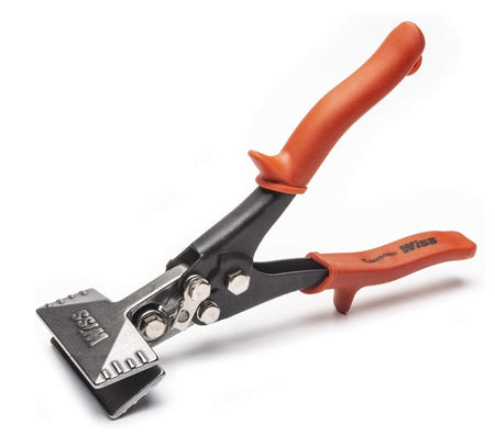 A high-angle three-quarter studio view of the Crescent Wiss WS3N hand seamer, highlighting the "WISS" logo stamped on the 3-inch jaw.