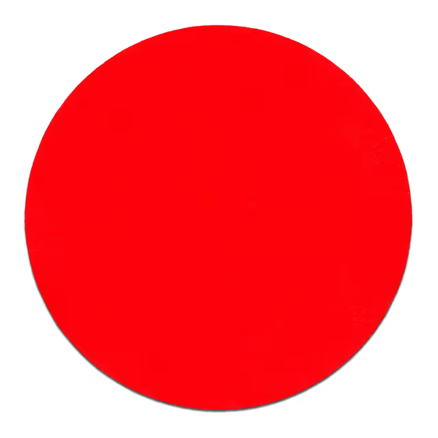 A solid bright red circle centered on a plain white background.