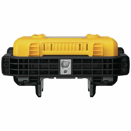 The bottom of the DEWALT compact LED work light, showing the dual 1/4-20 and 5/8-11 tripod mounting threads.