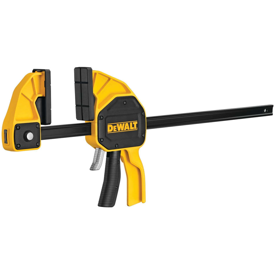 DEWALT 12 Inch Extra Large Trigger Clamp DWHT83185 Heavy Duty 600 lb Bar Clamp Woodworking One Handed Spreader with Quick Change Non Marring Pads