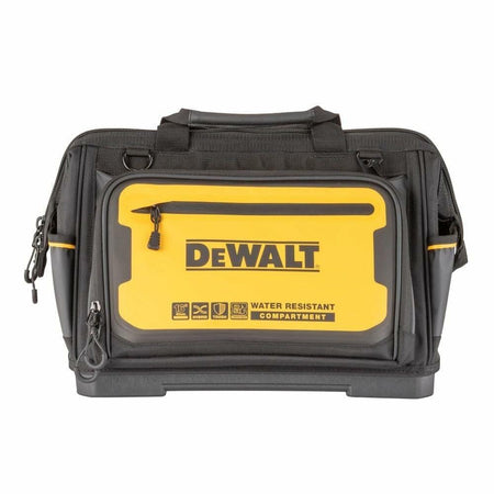 A front view of the DEWALT 16-inch Pro Open Mouth Tool Bag.
