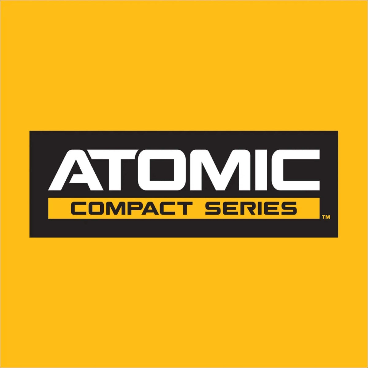 The official logo for the DEWALT ATOMIC Compact Series set against a solid yellow background. This branding represents the line of high-performance, lightweight cordless power tools included in the DCK225D2 combo kit.