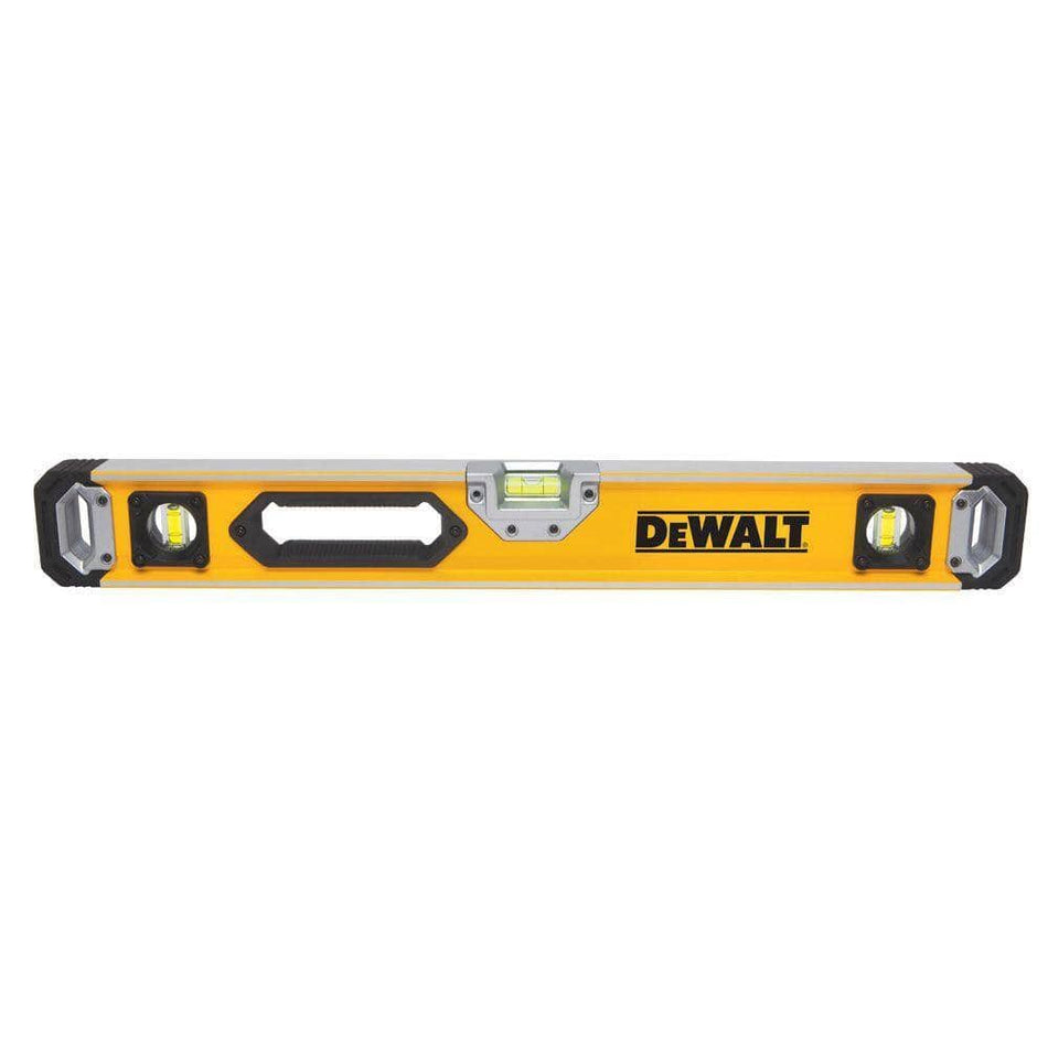 DEWALT 24 Inch Box Beam Level DWHT43224 Heavy Duty Aluminum Construction Tool with Magnified Center Vial Shock Resistant End Caps and 0.0005 Accuracy