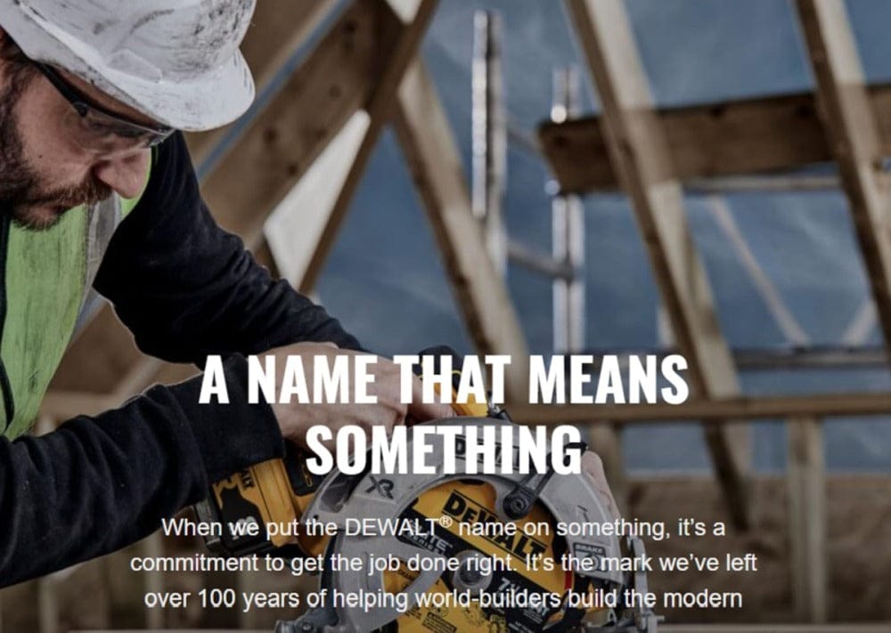 Load video: DEWALT® | A Name That Means Something banner
