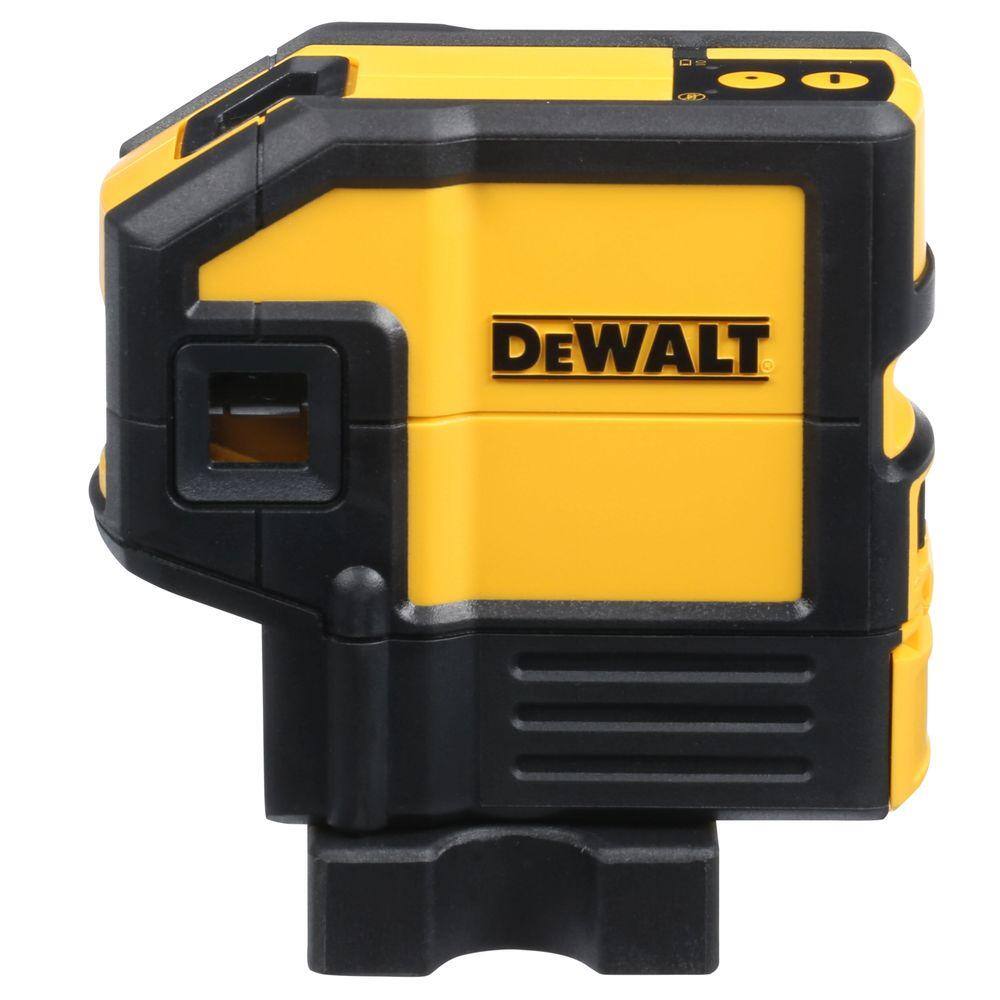 Side profile of the DEWALT DW0851 combination laser emphasizing the compact design and the integrated magnetic pivoting base designed for flush attachment to metal wall tracks and steel studs on the jobsite.