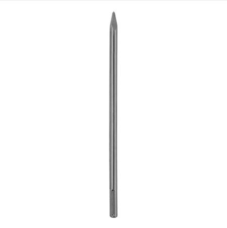 Vertical studio view of a single DEWALT 18-inch SDS Max bull point bit featuring a fully hardened steel body and a precision-tapered tip designed for concentrated impact and professional masonry demolition.