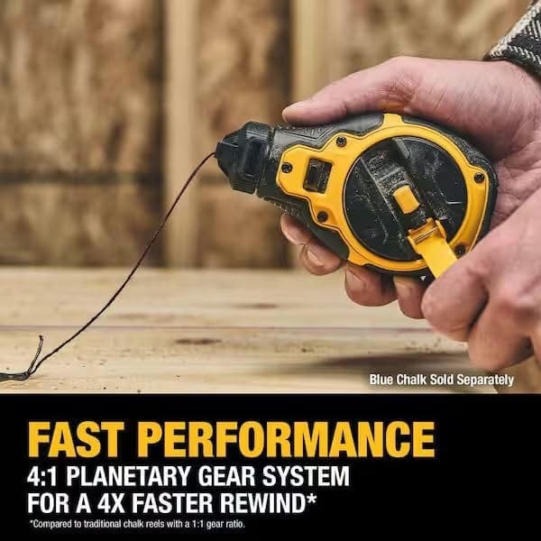 Action shot demonstrating the fast performance of the planetary gear system as a user rewinds the braided string with the high-leverage folding handle.