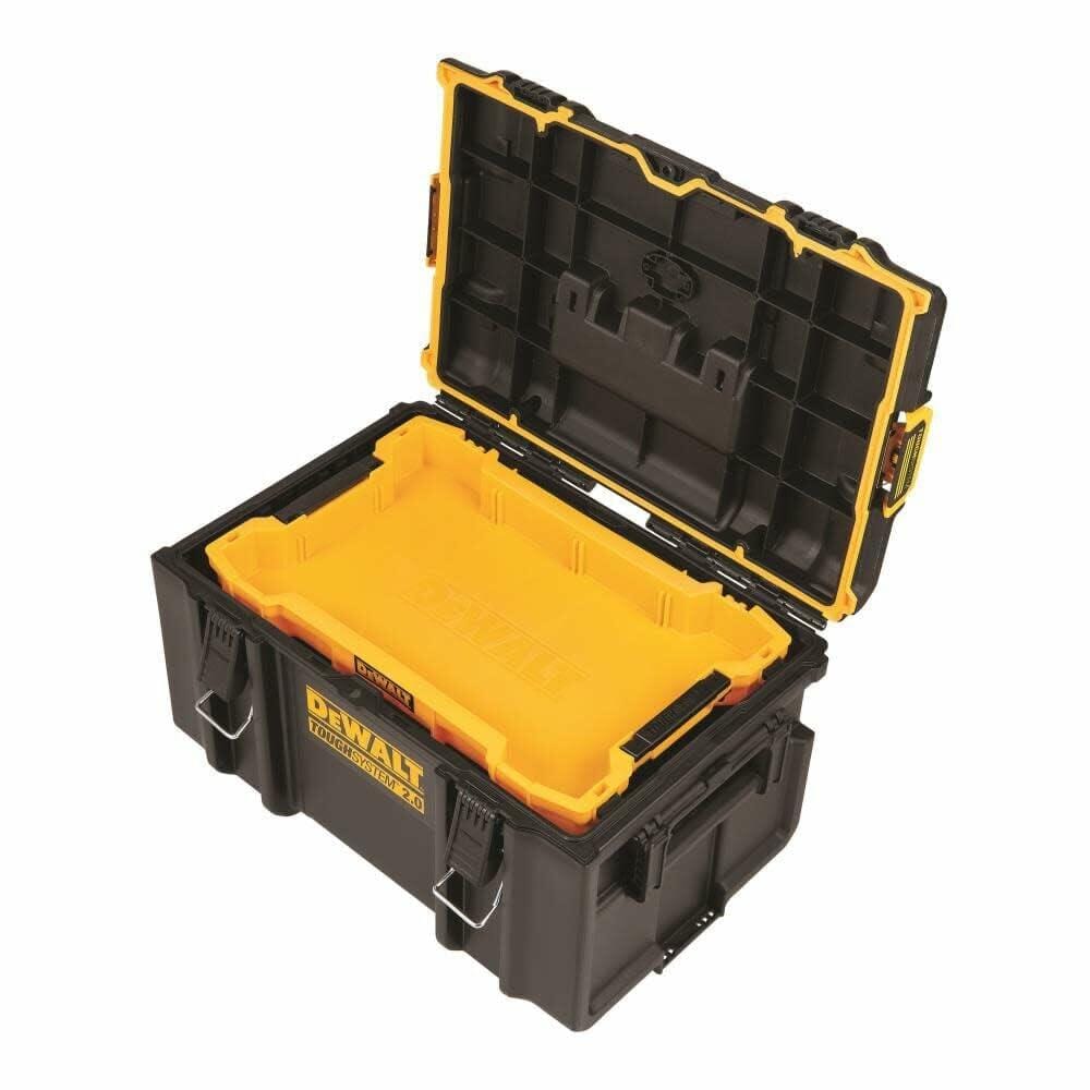 DEWALT TOUGHSYSTEM 2.0 Shallow Stacking Organizer Tray with lift-out tool tray for toolbox storage and organization