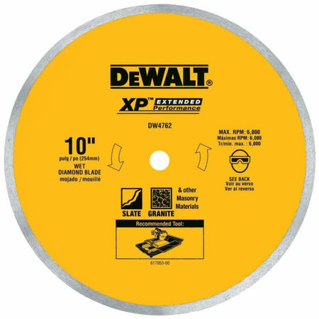 DEWALT 10 Inch Diamond Wet Cutting Blade for Porcelain and Tile with 5/8-Inch Arbor Continuous Rim