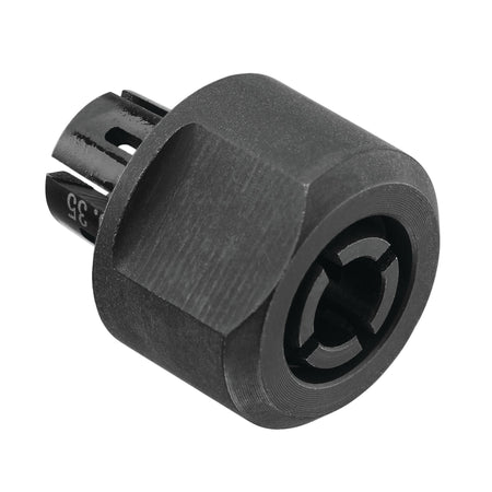 Isolated studio shot of a replacement heavy-duty black steel collet component compatible with the DEWALT DWE4997VS 2 inch die grinder kit positioned against a clean white backdrop