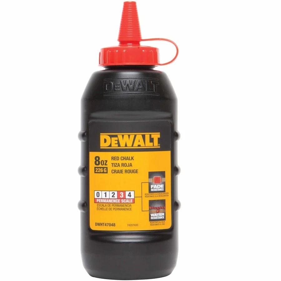 DeWalt red chalk bottle on a white background