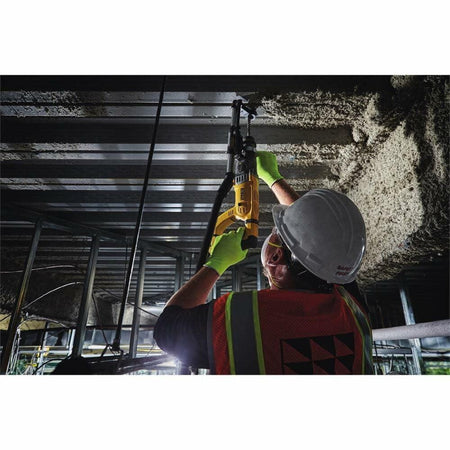 DEWALT SDS+ 1-1/8" Rotary Hammer Drill with vibration control, side handle, and depth rod for heavy-duty concrete drilling