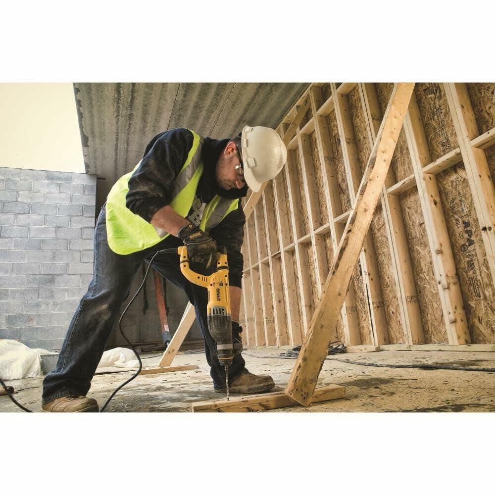 DEWALT SDS+ 1-1/8" Rotary Hammer Drill with Vibration Control drilling wood frame construction site
