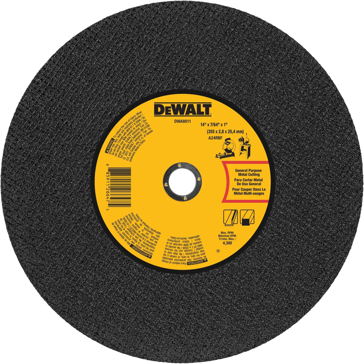 This is a photo of a large, perfectly round abrasive cutting wheel, shown straight-on against a transparent or white background. The disc fills almost the entire frame. It’s a matte, charcoal-black color, and the whole surface has a fine, woven crosshatch texture, like tightly stitched fabric or a screen mesh. That pattern is the fiberglass reinforcement embedded in the wheel, which keeps it from shattering during use.