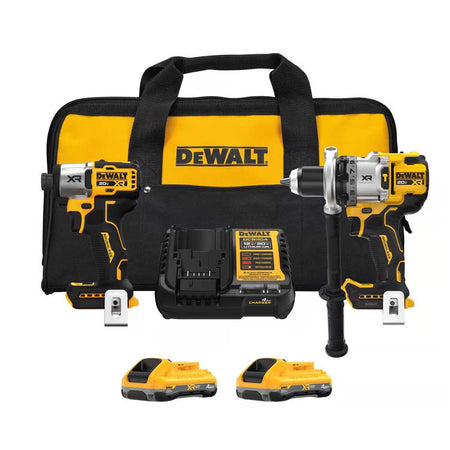 DeWalt 20V MAX XR Brushless Hammer Drill and Impact Driver Combo Kit with 2 Batteries Charger and Carry Bag