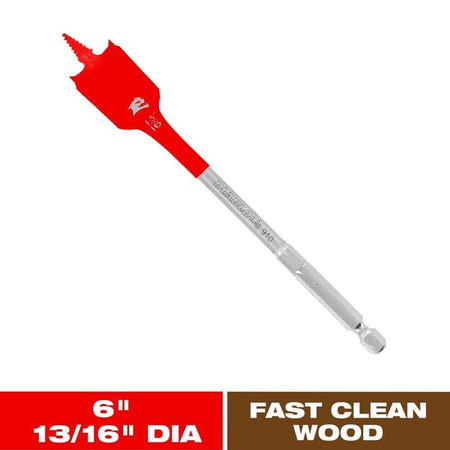 Individual Diablo 13/16-inch diameter wood spade bit shown with a 6-inch length callout and Fast Clean Wood branding.