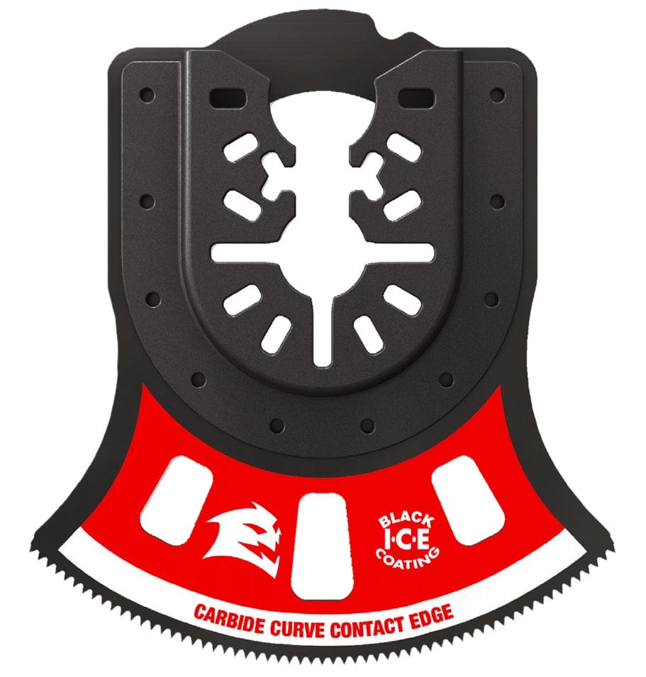 Individual Diablo 2-3/4 inch AMPED Demo Demon carbide teeth oscillating multi-tool blade featuring a specialized curve contact edge and red branding.