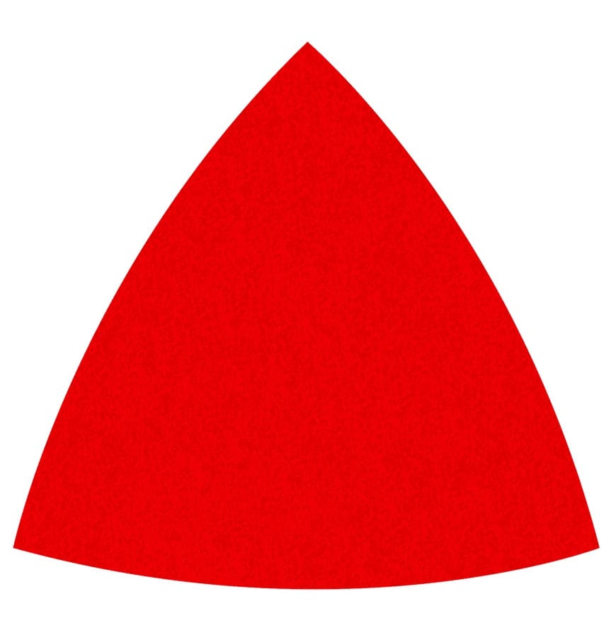 Individual Diablo 3-1/8 inch red triangular detail sanding sheet featuring a premium ceramic blend abrasive with an ultra-fine 220-grit finish.