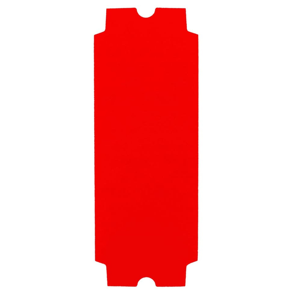 Individual Diablo 4-3/16 inch by 11-1/4 inch 320-grit ultra-fine finish drywall sanding sheet with a red ceramic grain blend and Hook and Lock backing.