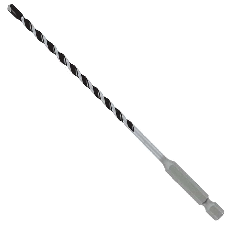 Individual Diablo 5/32 inch multi-material carbide-tipped hammer drill bit for tile, masonry, concrete, wood, and metal featuring a specialized flute design and hex shank.