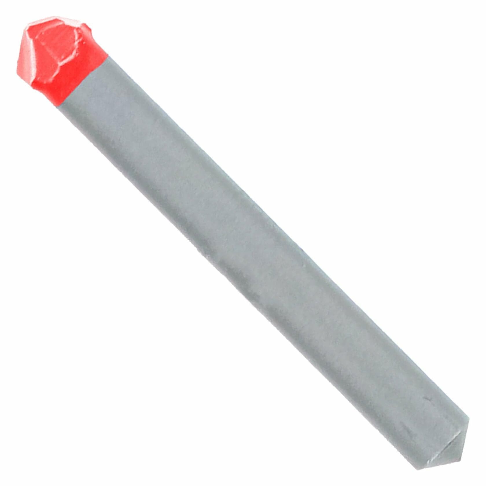 Single-point lathe cutting tool with gray shank and red-tipped edge, designed for precision metalworking or machining applications.
