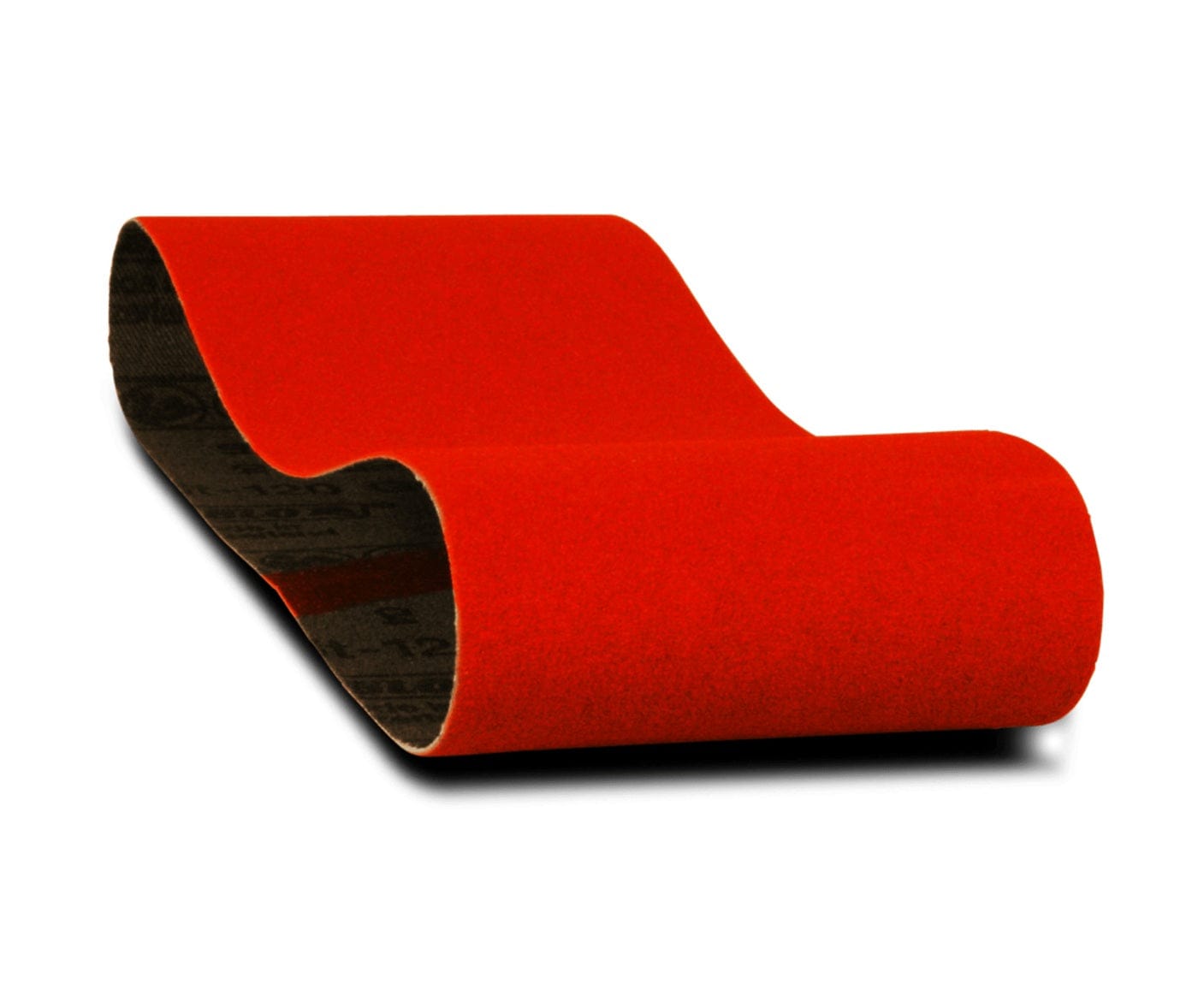 Diablo 3x18 inch 120 grit zirconium blend sanding belt featuring a red abrasive surface and a high-strength cloth backing for professional final sanding applications.