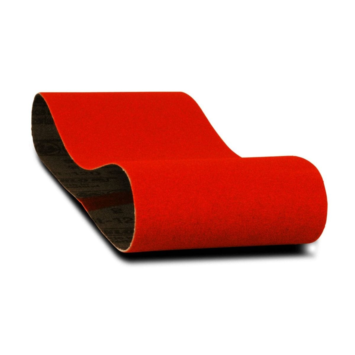 Diablo 3x18 inch 120 grit zirconium blend sanding belt featuring a red abrasive surface and a high-strength cloth backing for professional final sanding applications.
