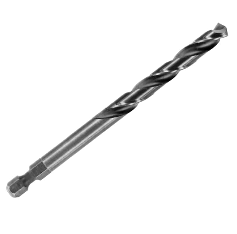 A single high-resolution product shot of the silver Diablo 4-inch cobalt pilot drill bit, displaying its 1/4-inch hex shank and precision-ground cobalt cutting head for hardened metals.