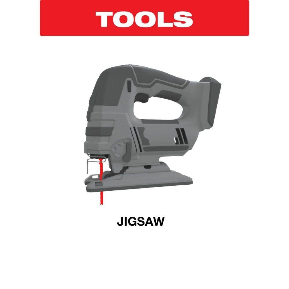 Tool compatibility graphic confirming the Diablo DJT10S T-shank blades are designed to fit and perform in all standard corded and cordless professional jigsaws.