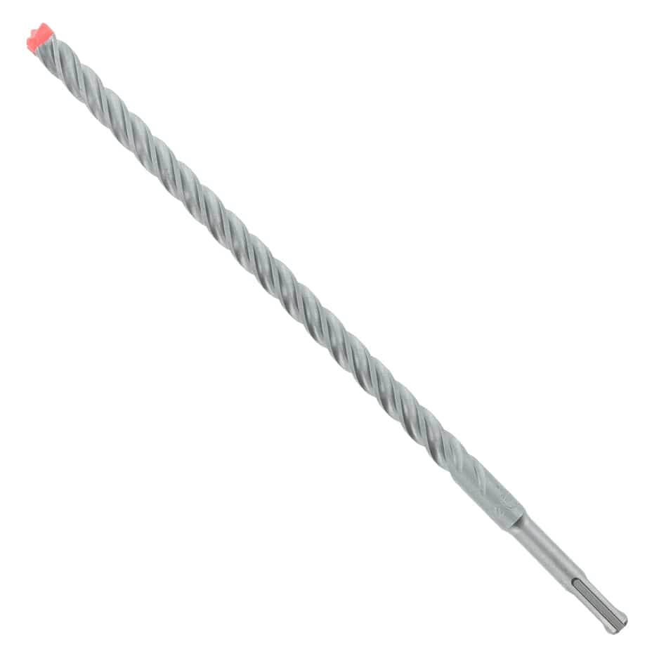 A studio photograph of the full 12-inch Diablo DMAPL4190 Rebar Demon hammer drill bit, showing the red 4-cutter head, optimized flute design, and SDS-Plus shank.