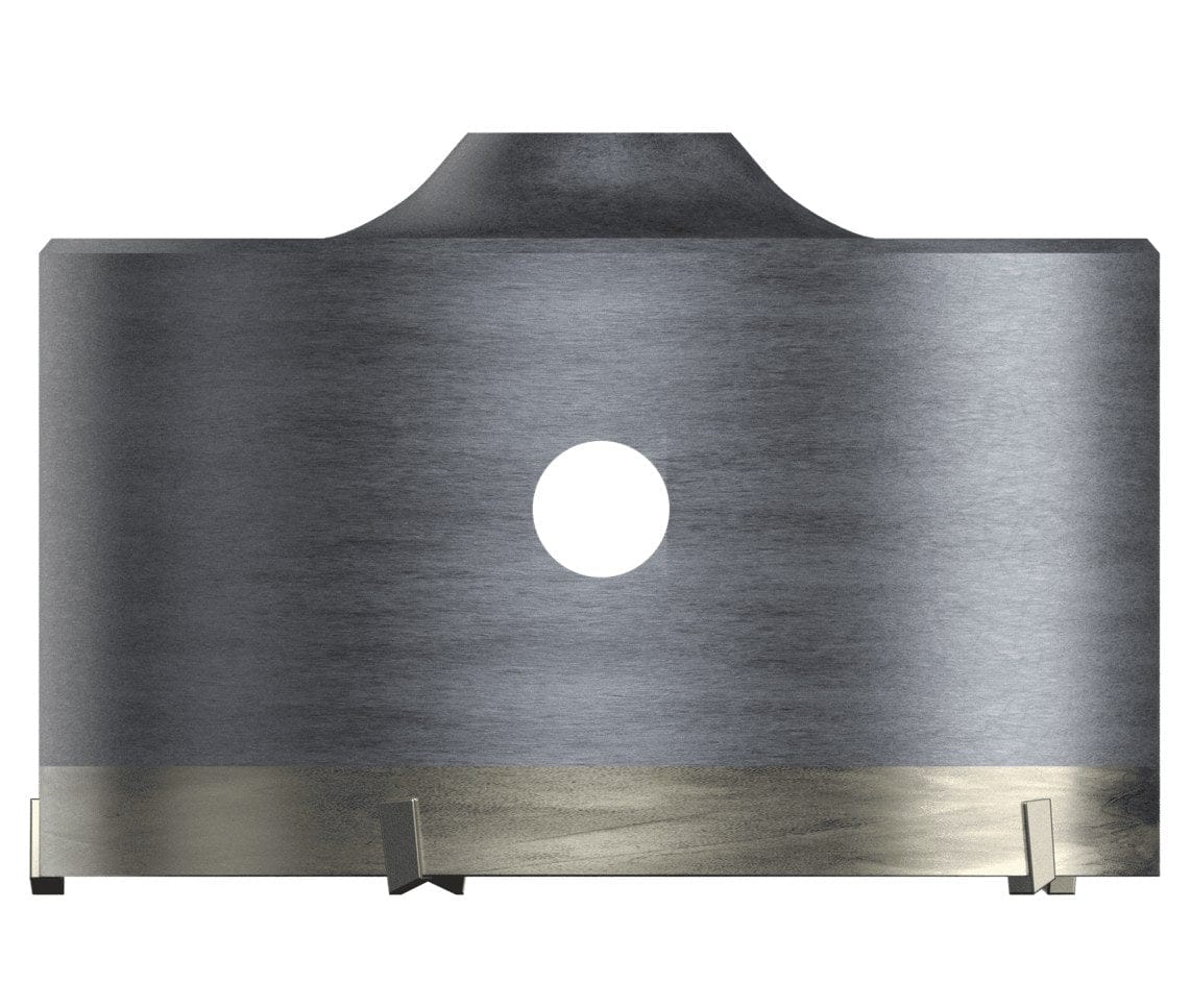 A studio product shot of the silver Diablo DMAPLCC1120 SDS-Plus thin wall core bit featuring a hollow cylindrical steel body with carbide-tipped teeth and a central ejector hole for debris removal.