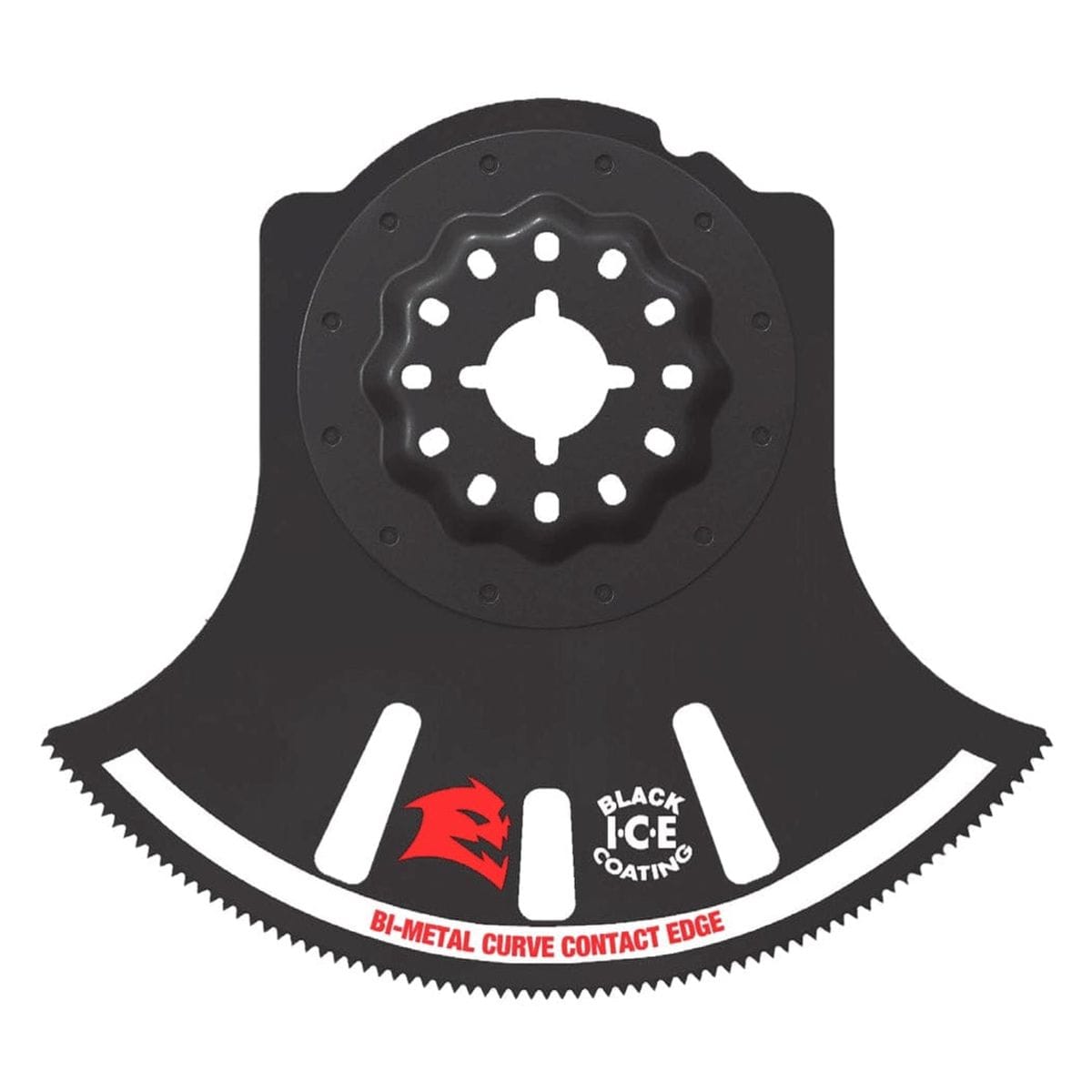 Diablo DOS350RBGP Demo Demon 3-1/2 inch Starlock bi-metal oscillating multi-tool blade featuring Black I.C.E. coating and a curve contact edge for precision plunge cuts.