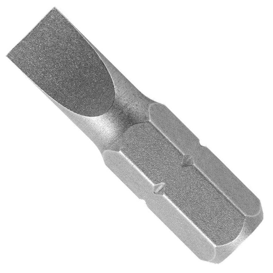 A close-up, high-resolution product shot of a single Diablo slotted drive bit featuring a textured gray finish and a 1/4-inch hex shank. The bit has a flat-head tip designed for SL6-8 screws.