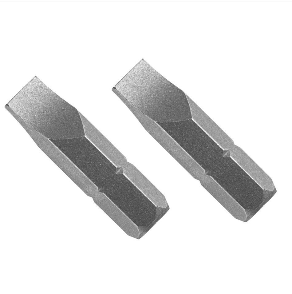 A professional product shot of two Diablo SL8-10 slotted drive bits, featuring a 1-inch length and a 1/4-inch impact-rated hex shank designed for cordless drill drivers and high-torque impact tools.