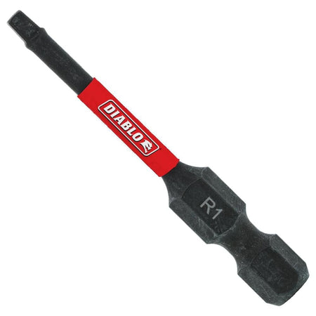 Diablo 2-inch impact bit featuring a black square drive tip, red branding band, and black hex shank marked R1