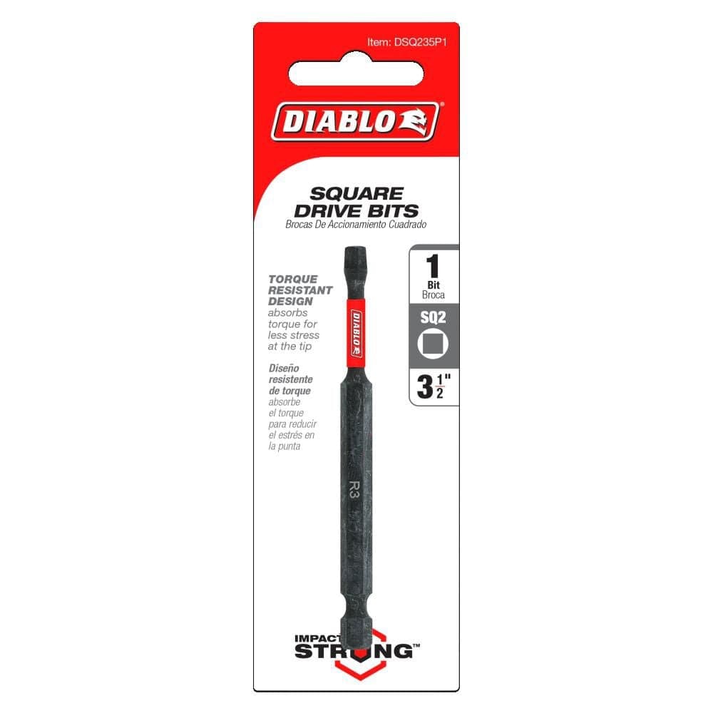 Diablo DSQ235P1 3-1/2 Inch SQ2 Square Drive Power Bit Impact Strong Ma ...